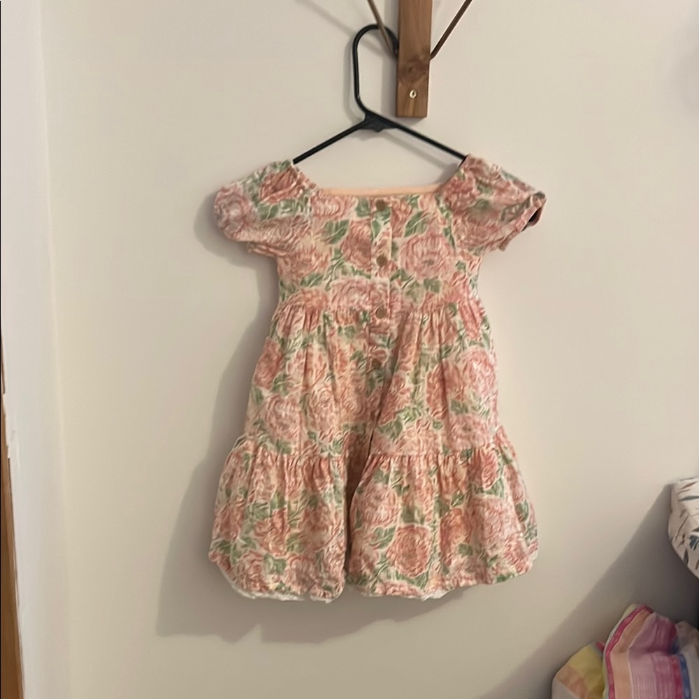 Floral Pink and Green Kids Dress